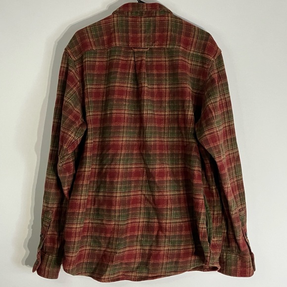 Orvis Size XL Heavy Flannel Shirt Jacket with Side Pockets Plaid Green Red Used - Picture 2 of 10
